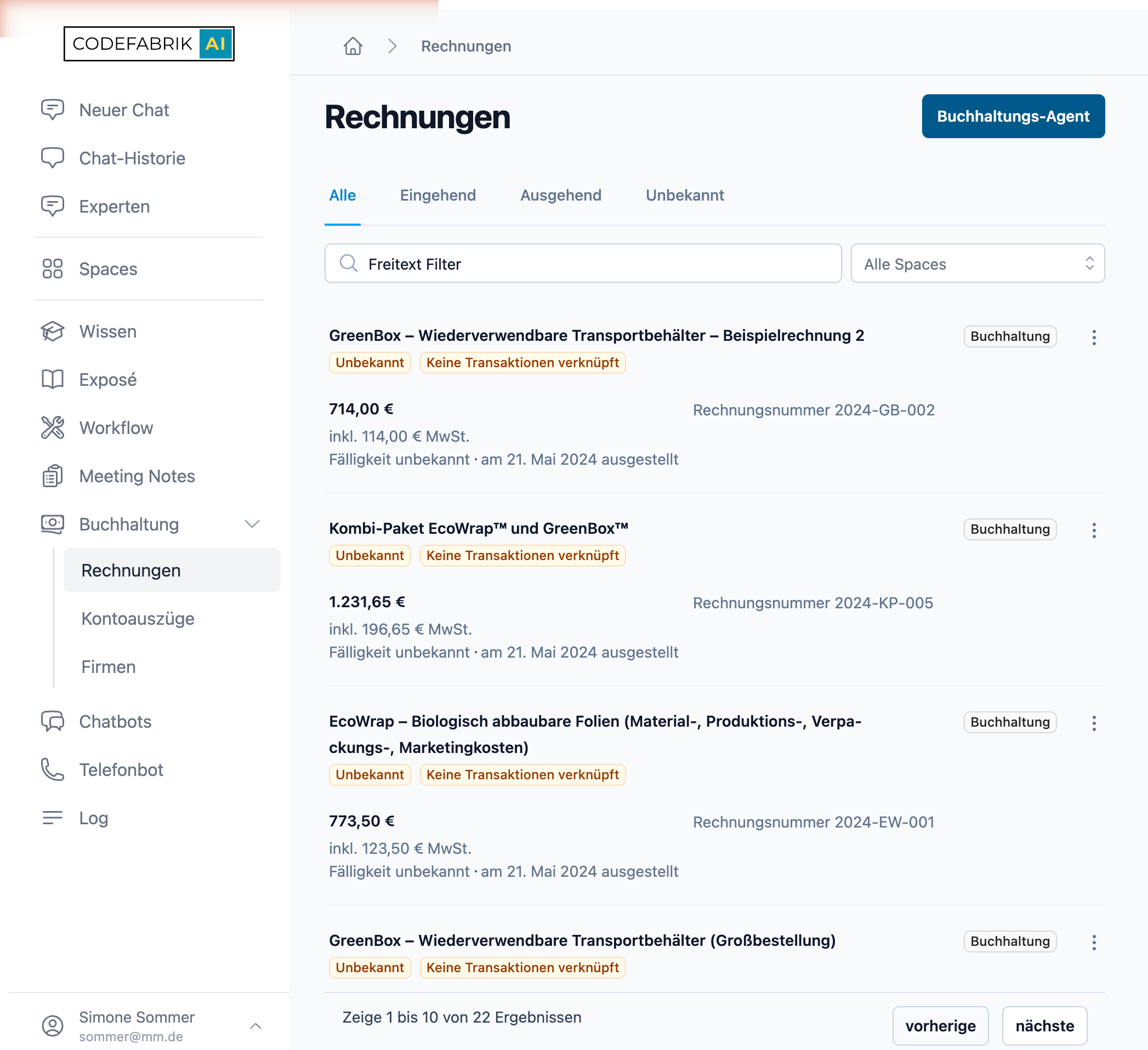 Rechnungs&uuml;bersicht