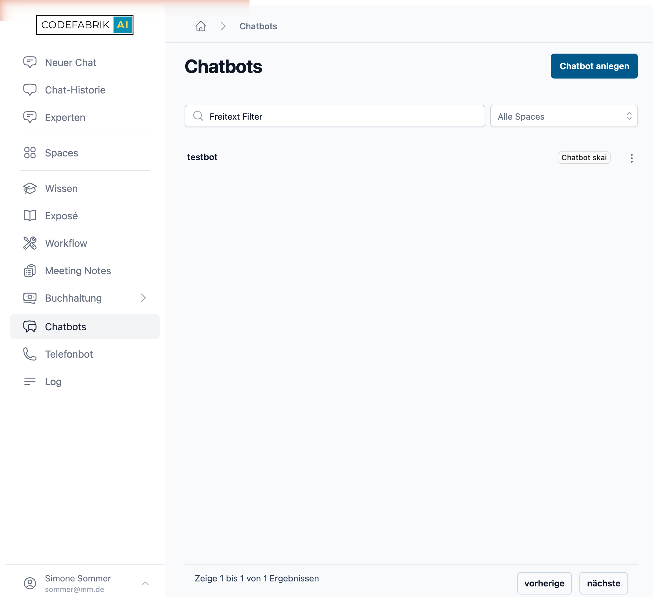 Übersicht aller Chatbots Übersicht aller Chatbots