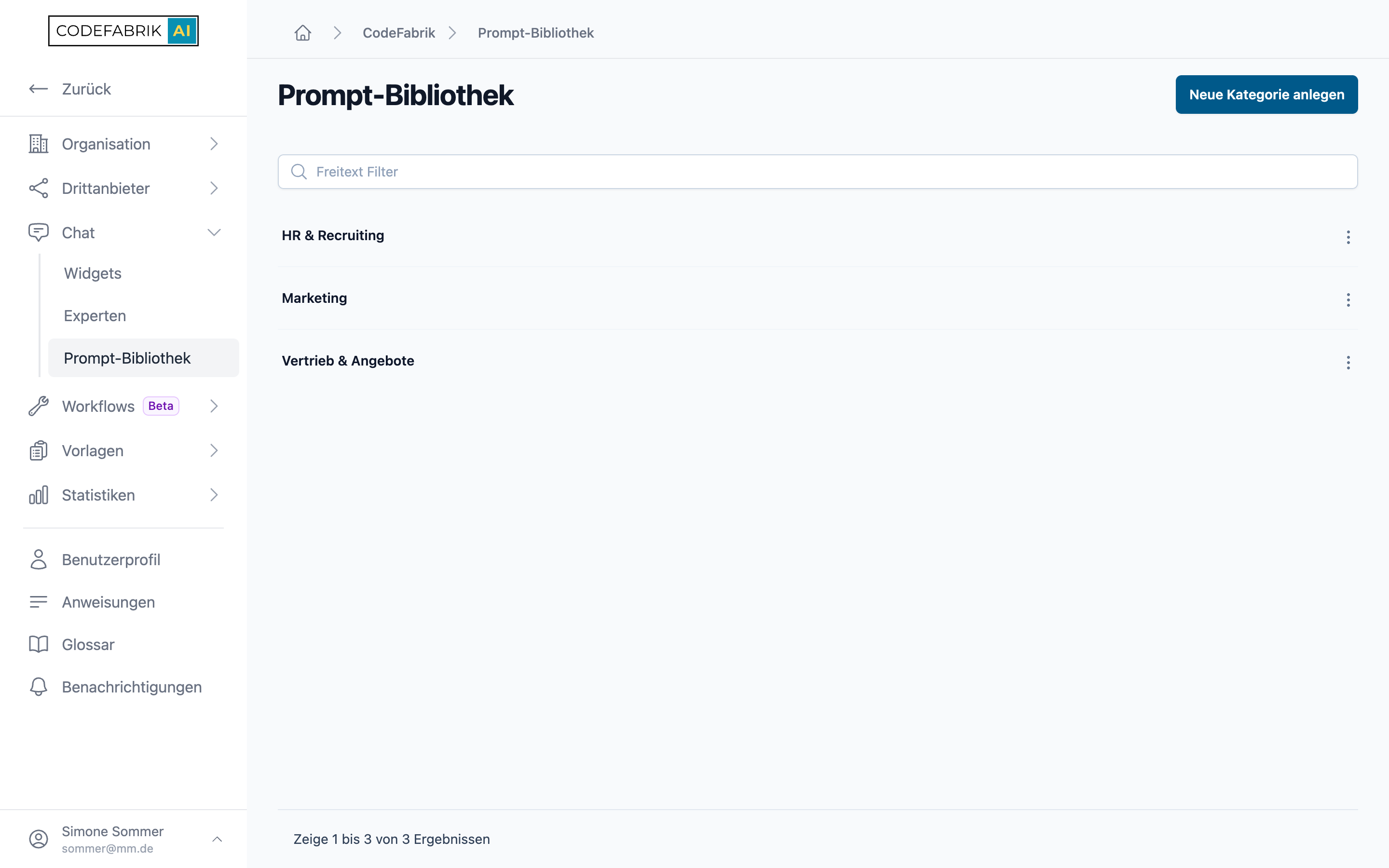Übersicht der Prompt-Kategorien Übersicht der Prompt-Kategorien
