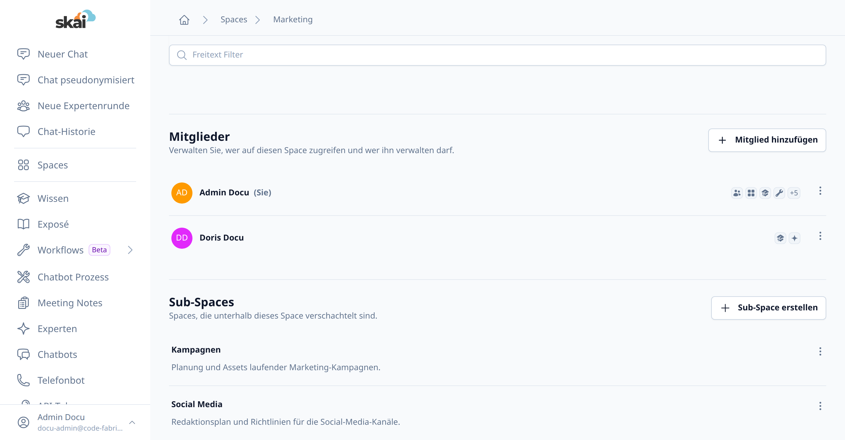 Mitglieder eines Spaces verwalten Mitglieder eines Spaces verwalten