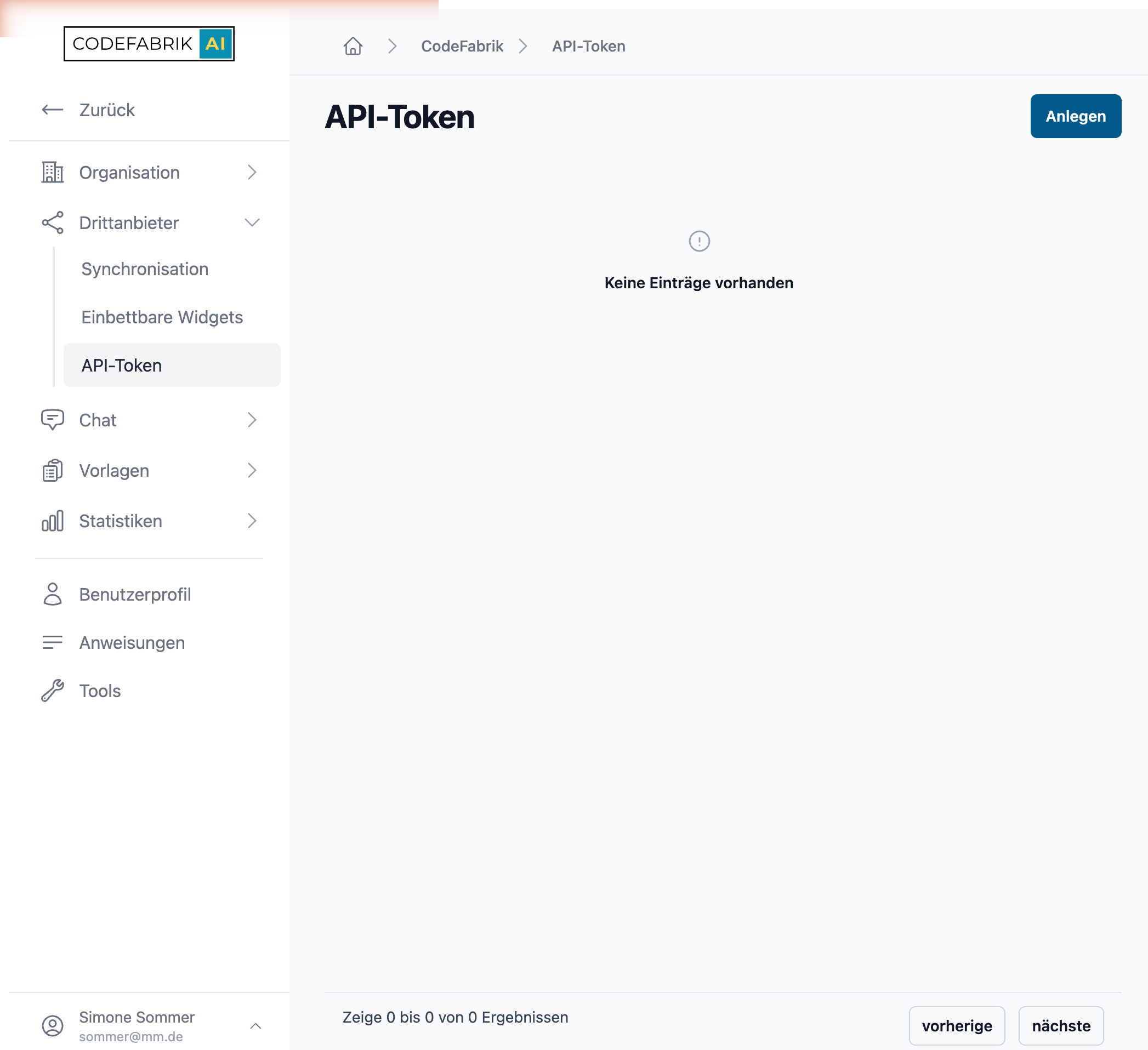 API-Token verwalten
