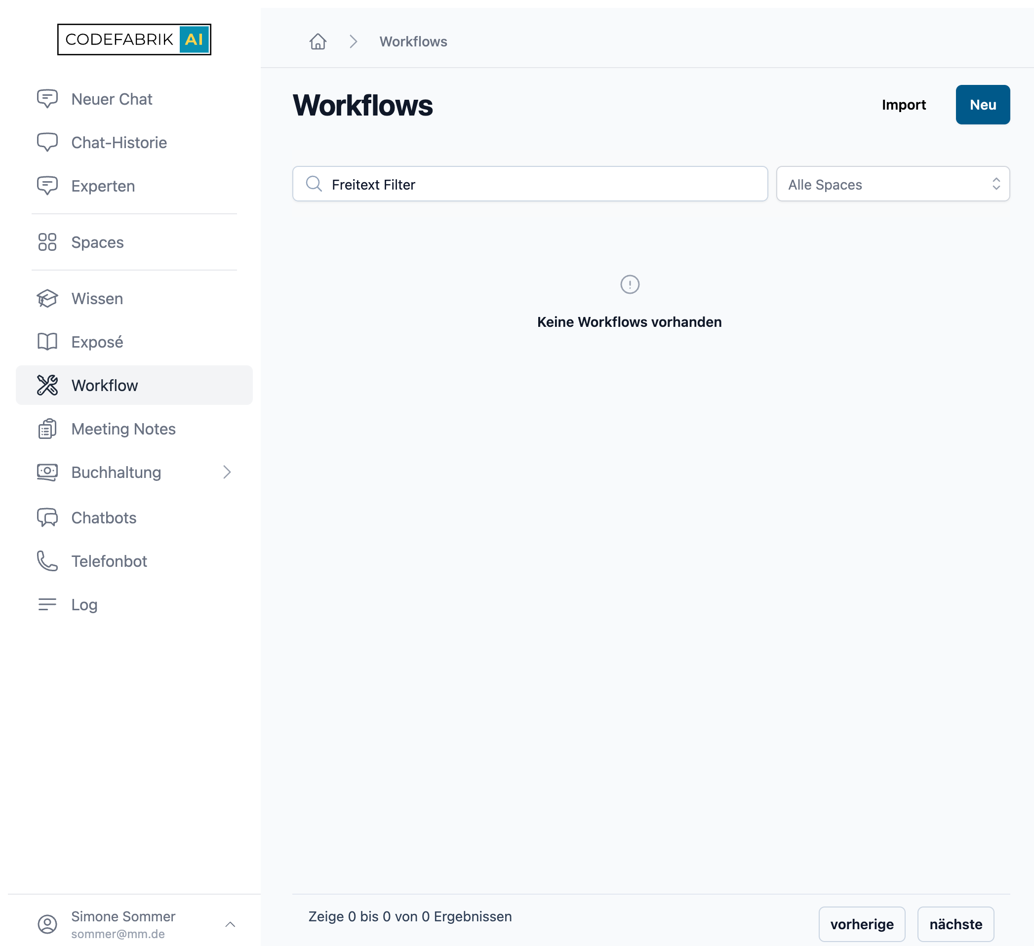 Übersicht der Workflows Übersicht der Workflows